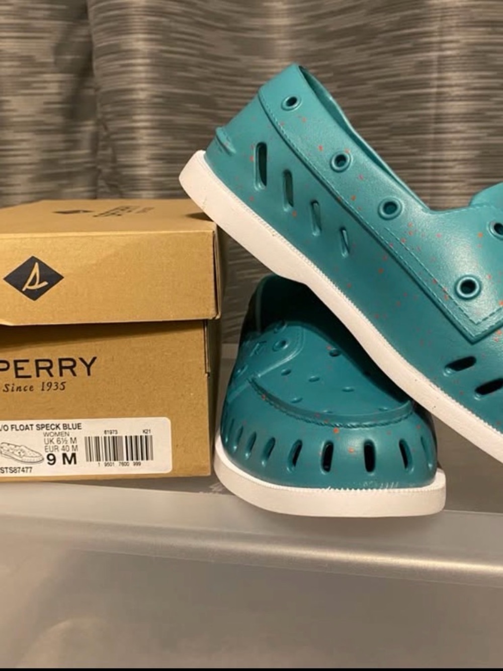 Sperry Kids Teal Speck Water Shoes with White Soles